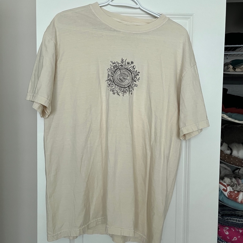Granola girl outdoorsy wood slice and mushroom embroidered Graphic Tee